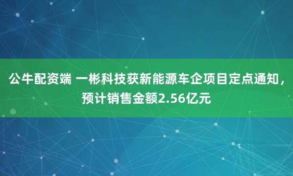 公牛配资端 一彬科技获新能源车企项目定点通知，预计销售金额2.56亿元